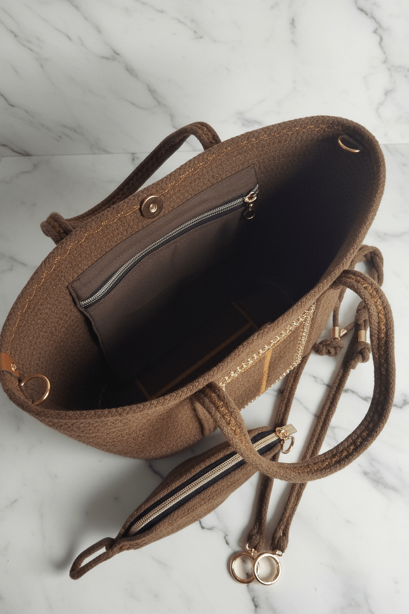 Bolso Tote chocolate artesanal hecho a mano - Garra de gata