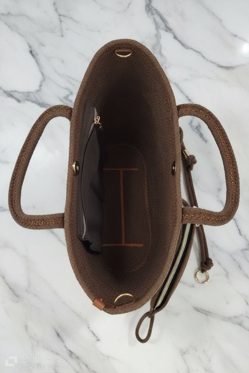 Bolso Tote chocolate artesanal hecho a mano - Garra de gata