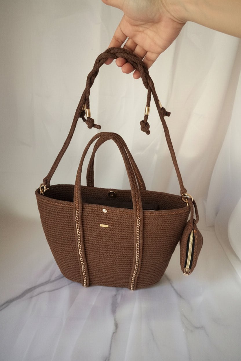 Bolso Tote chocolate artesanal hecho a mano - Garra de gata