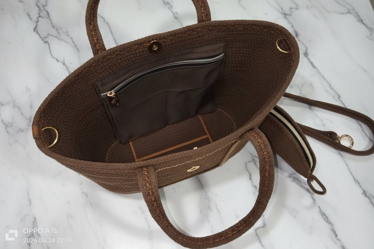 Bolso Tote chocolate artesanal hecho a mano - Garra de gata