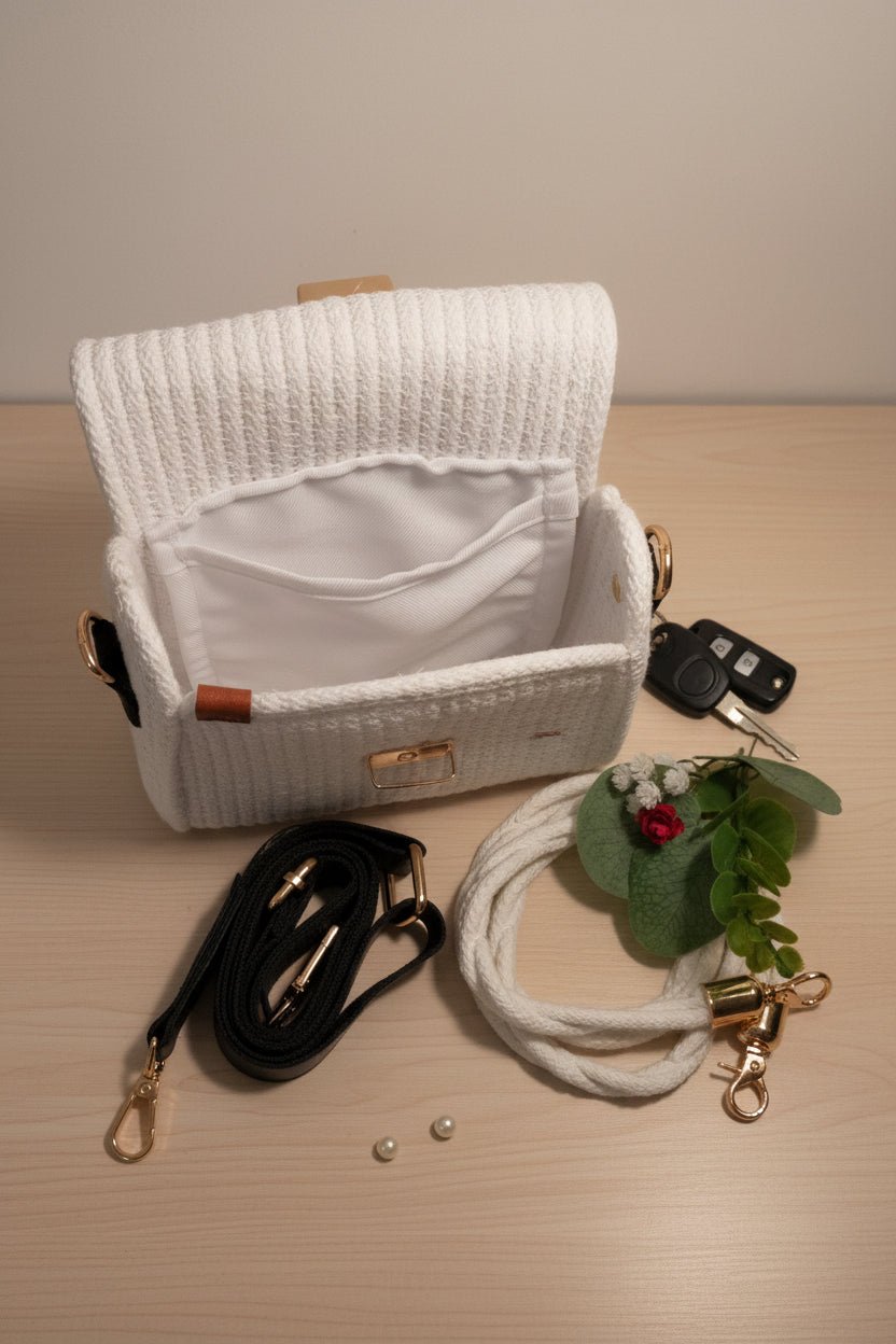 Mini Bags Blanca Flores Rojas Jardín. - Garra de gata
