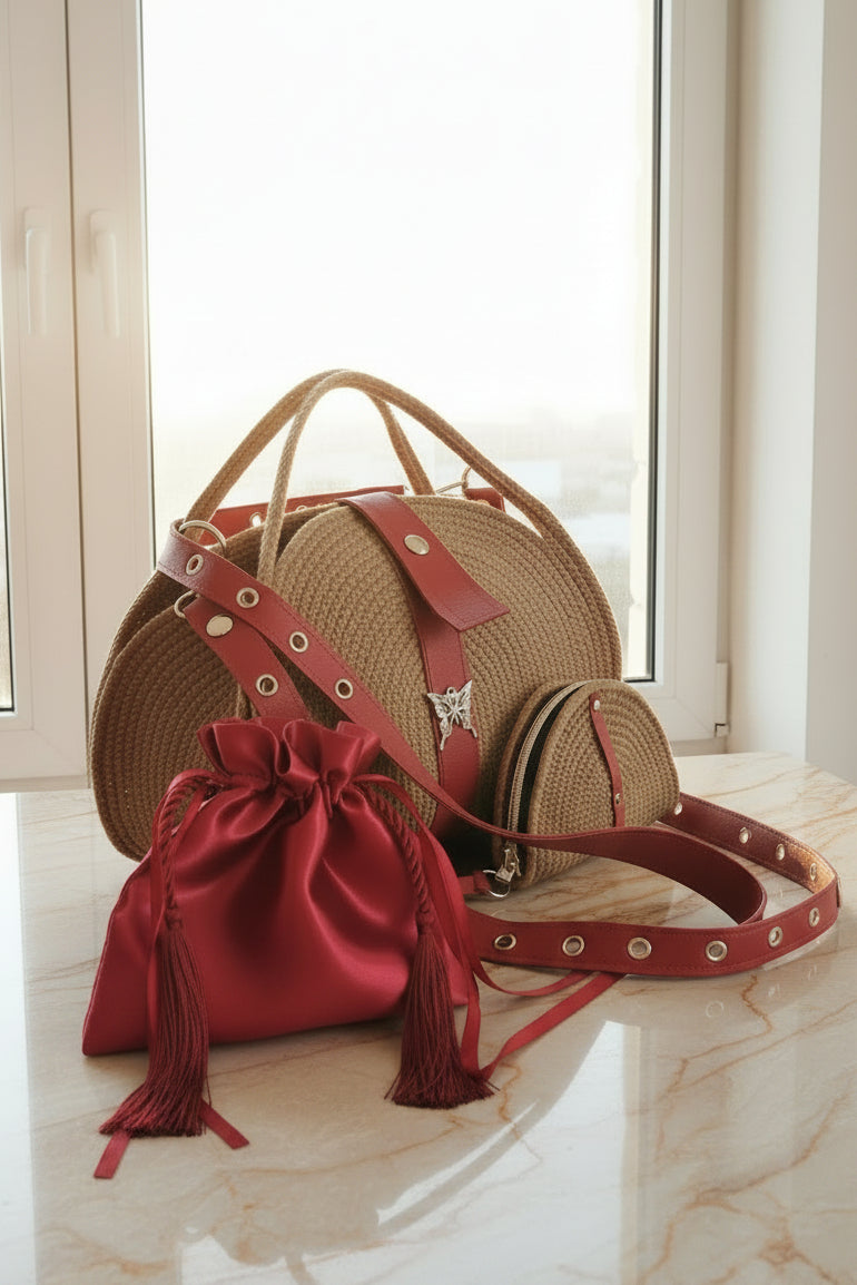 Bolso Media Luna Artesanal Hecho a Mano | Garra de gata